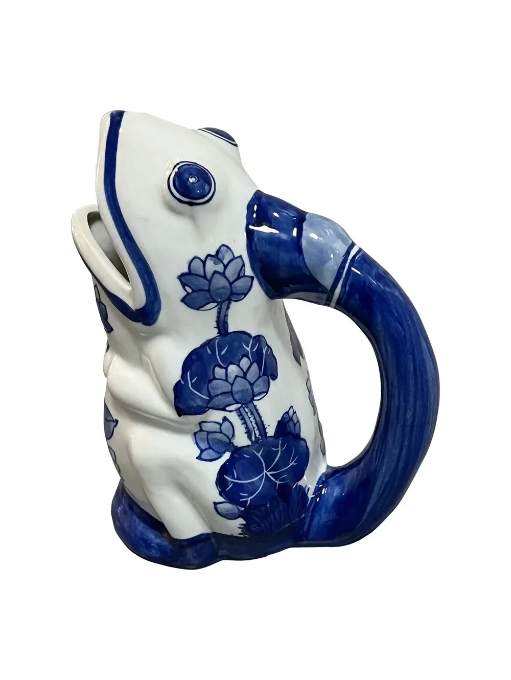 Blue & White Chinoiserie Frog Pitcher